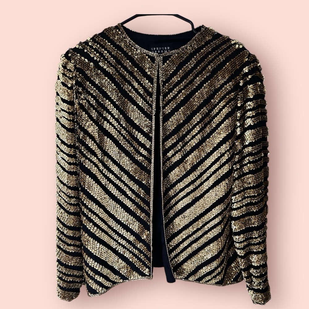 Spenser Jeremy Vintage Gold Sequin Silk Jacket